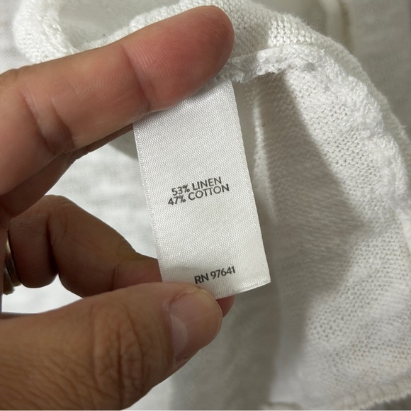 J. Jill XL White Linen Cotton Short Sleeve Open Front Knit Cardigan Sweater - Picture 7 of 10
